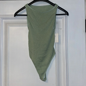 Free People opened back sleeveless thong bodysuit high neck green Size XS/S